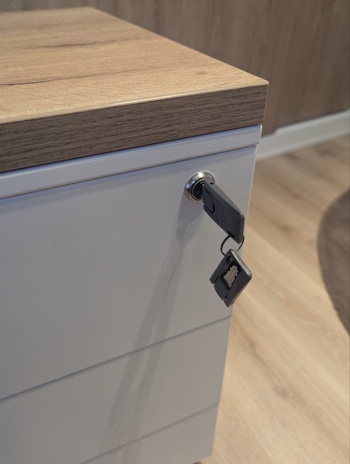 Wit-eiken ladenblok met 3 lades, Métal, 50 cm, Comme neuf, Blanc
