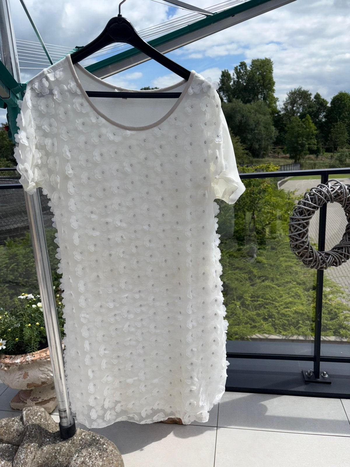 Wit/ecru kleedje, maat 38, merk Jeff, Kleding | Dames, Grote Maten, Ophalen, Zo goed als nieuw, Wit