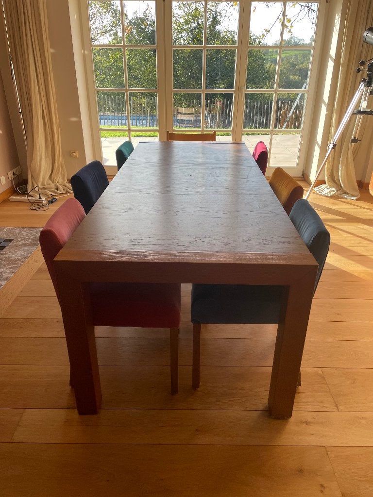 Grote eettafel — 200  90 cm — donker hout, Huis en Inrichting, Ophalen, Gebruikt, 50 tot 100 cm, Vijf personen of meer
