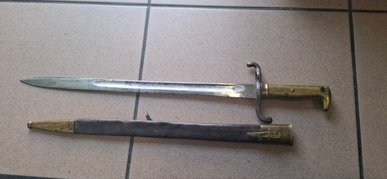 Allemagne_Baïonnette Mauser m1871 Ww1, Verzamelen, Militaria | Tweede Wereldoorlog, Ophalen of Verzenden, Landmacht, Mes of Dolk