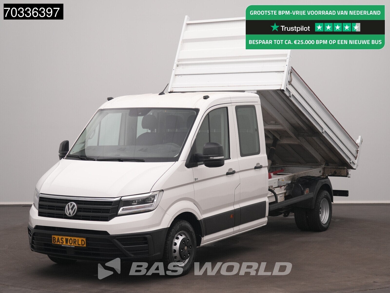 Volkswagen Crafter 177pk Kipper Dubbele Cabine Dubbellucht A, Stof, Gebruikt, Euro 6, 4 cilinders