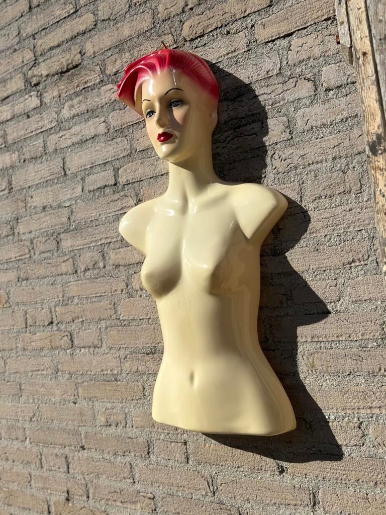 Oude Mannequin Buste reclame beeld, Ophalen of Verzenden, Gebruikt, Gebruiksvoorwerp