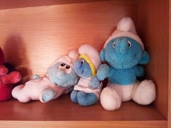 7 schtroumpfs en peluches Vintage avec posterTBE, Collections, Schtroumpfs, Enlèvement ou Envoi, Comme neuf, Différents Schtroumpfs