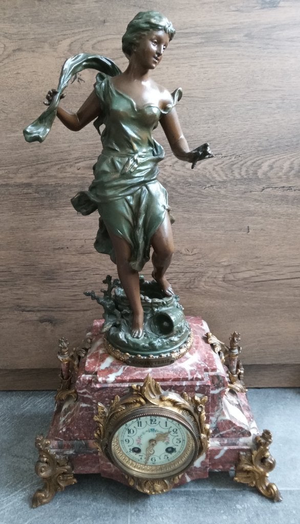 Franse art nouveau-schoorsteenklok Franjus Thomas, Antiek en Kunst, Ophalen