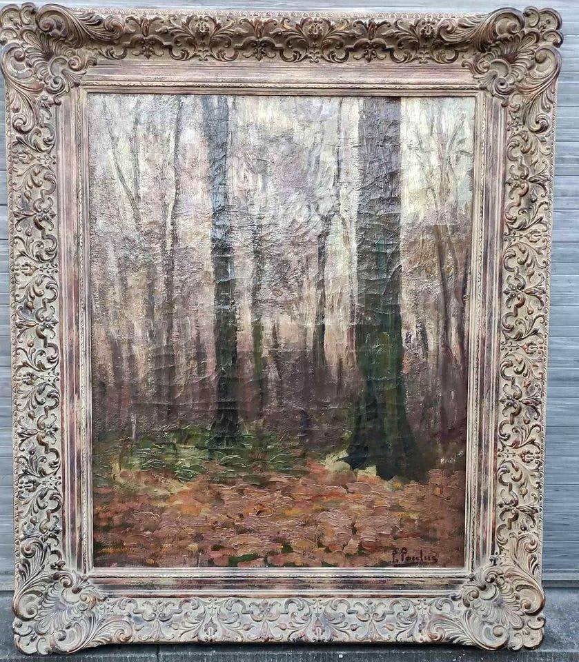 Huile sur toile sous bois signe pierre paulus, Antiek en Kunst, Ophalen, Doek