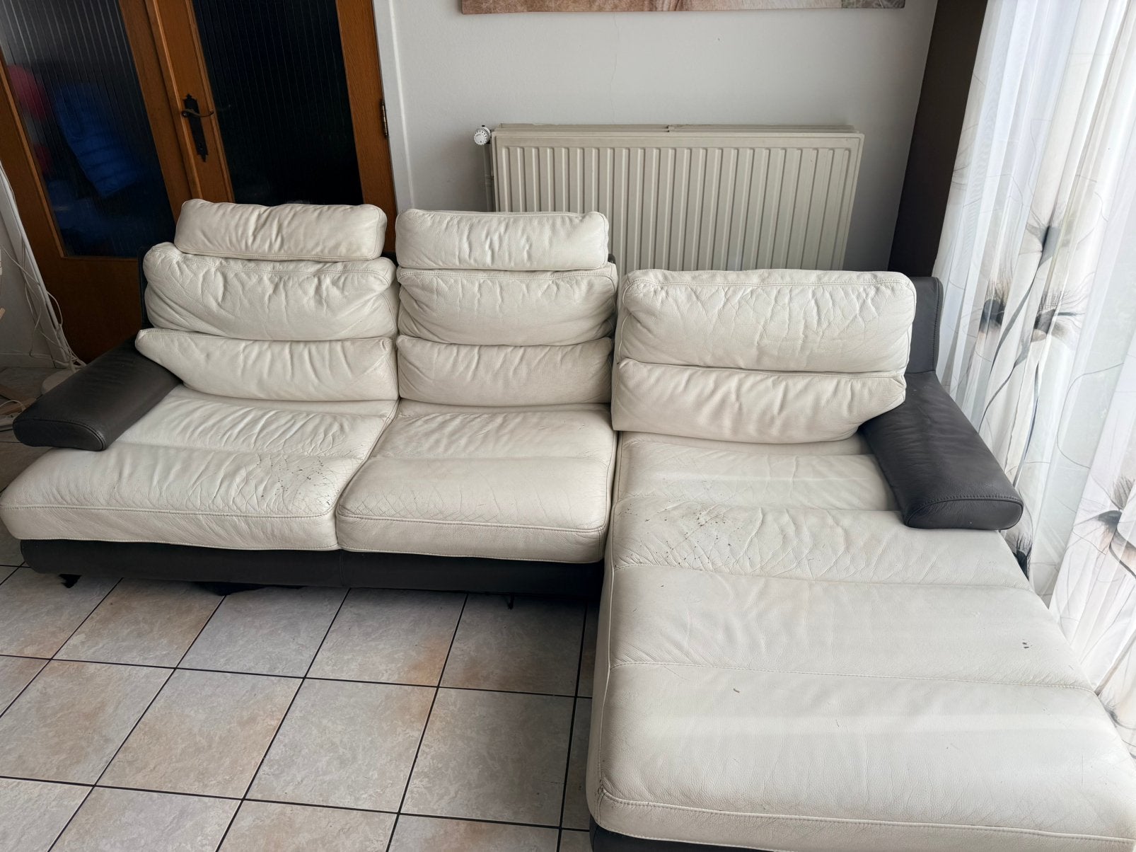 Canape en coin en cuir à donner, Enlèvement, Utilisé, Cuir