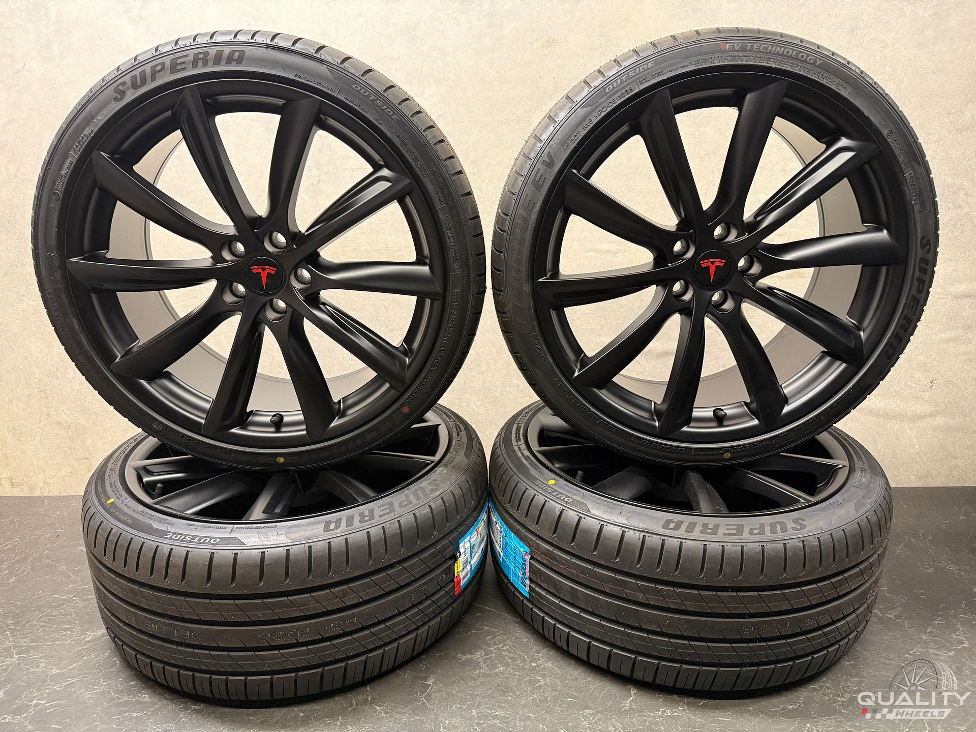 5x114,3 21 inch Tesla model Y 2020+ Breedset Velgen + Banden, 255 mm, -, -, Banden en Velgen