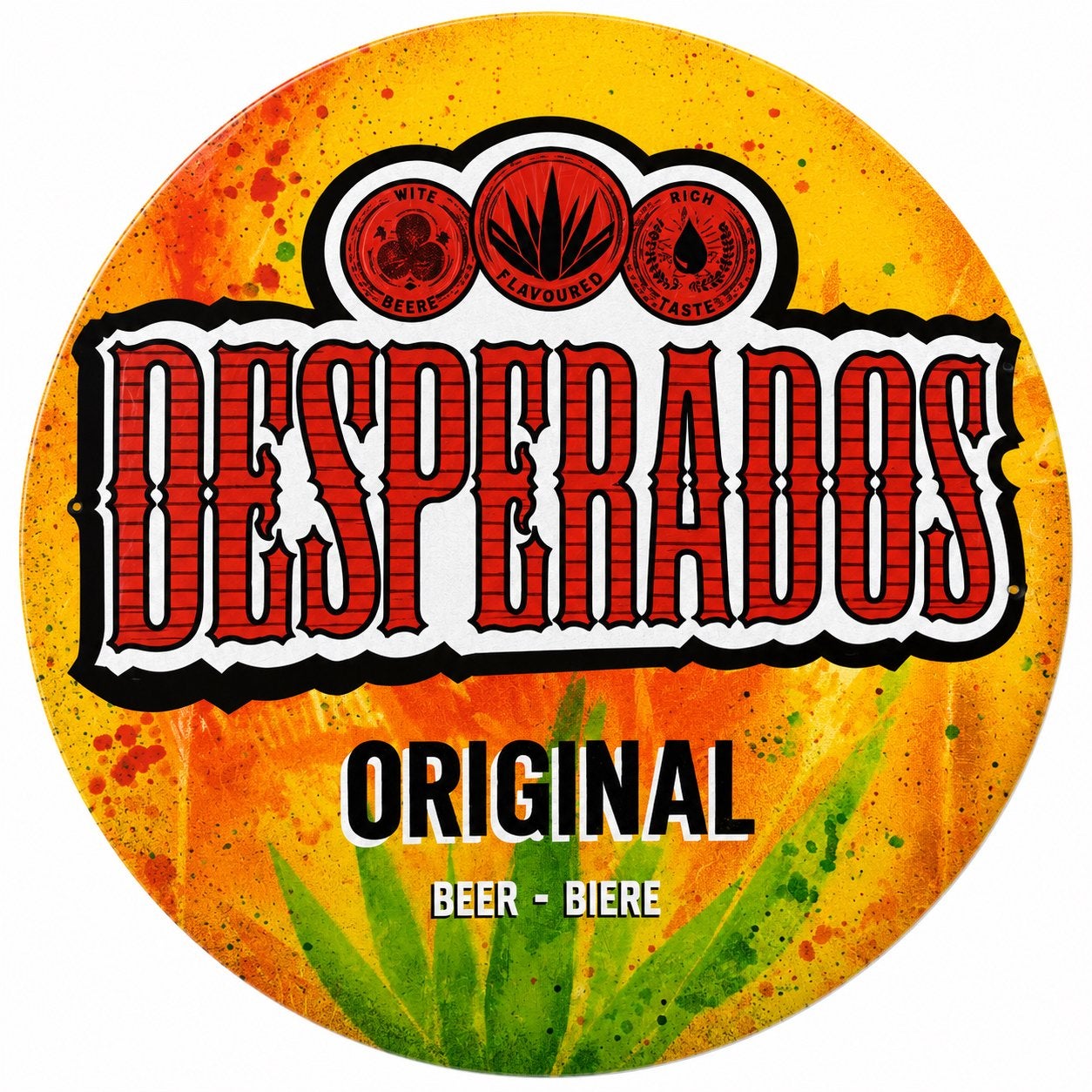 Panneau rond Desperados en métal - rétro vintage mancave, Enlèvement ou Envoi, Neuf, Panneau publicitaire