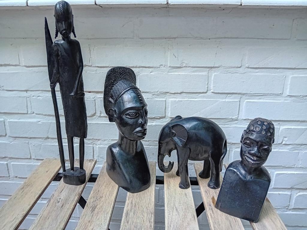 4 statuettes africaine en ébène congo belge, Enlèvement ou Envoi
