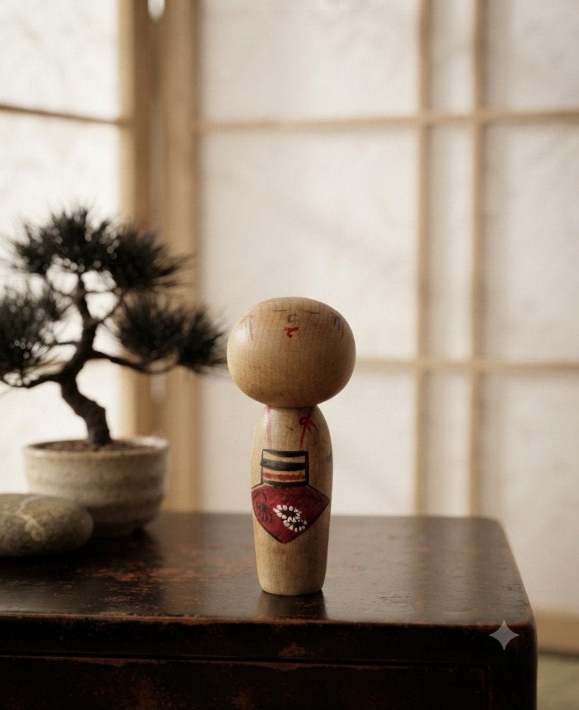 Vrolijke vintage Sosaku kokeshi, Antiquités & Art, Art | Art non-occidental, Poupée, Japon, Bois, Multicolore, Peint, Fait main