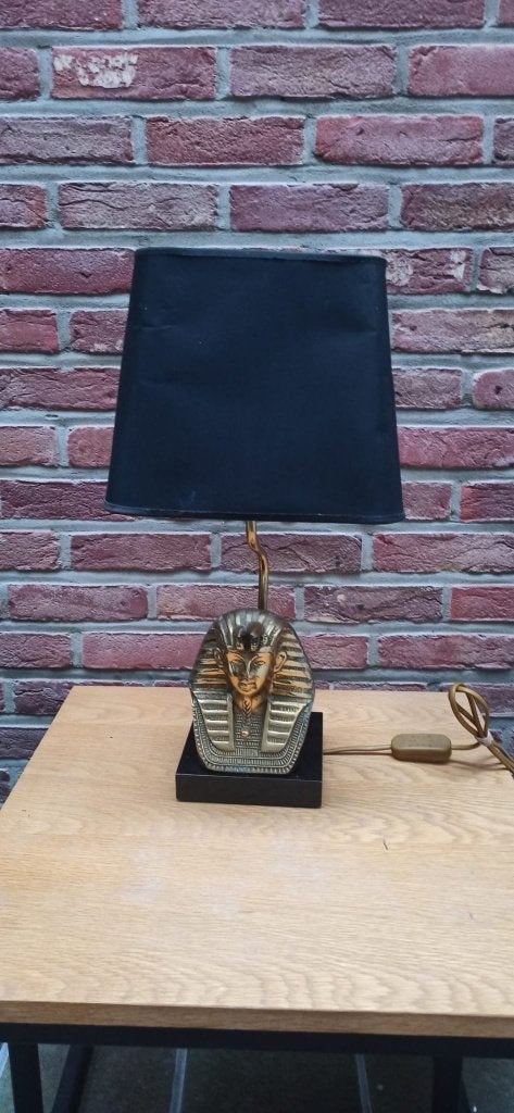 Lampe de table pharaon en laiton de style Régence vintage 70, Enlèvement, Vintage