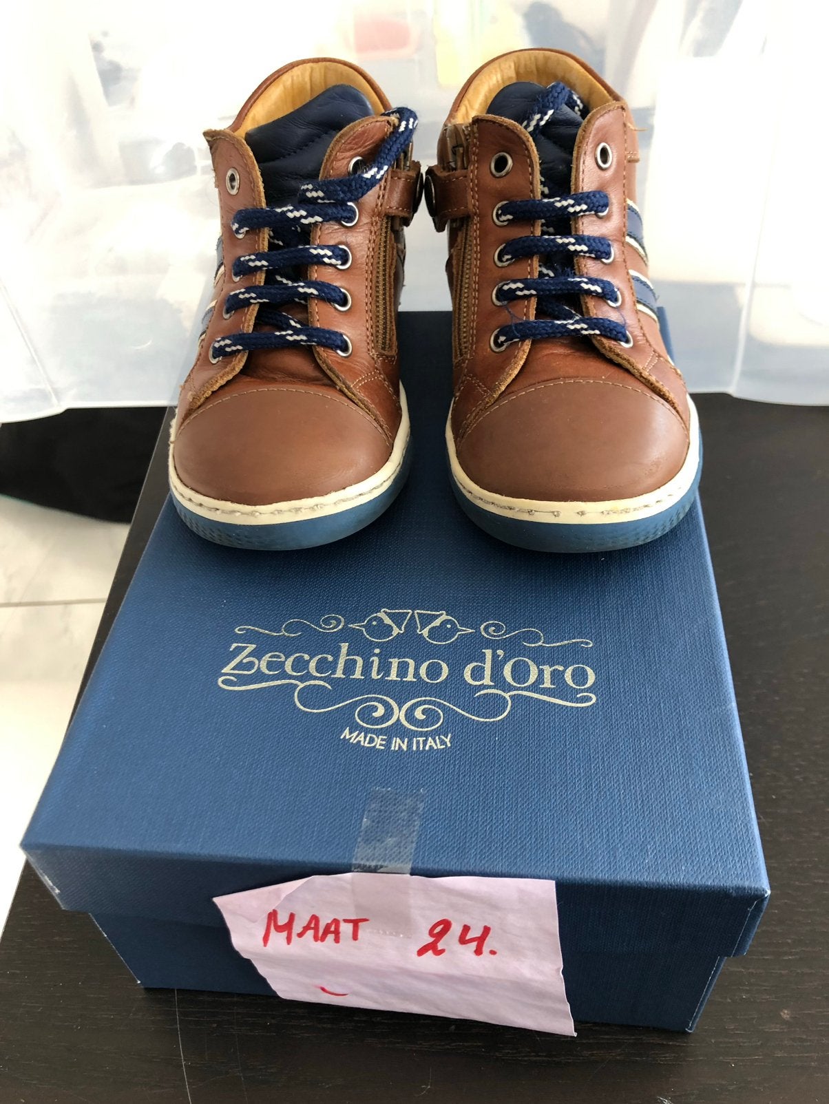 Jongensschoenen maat 24, cognac/navy, Zecchino d’Oro, Ophalen, Gebruikt, Schoenen, Jongen