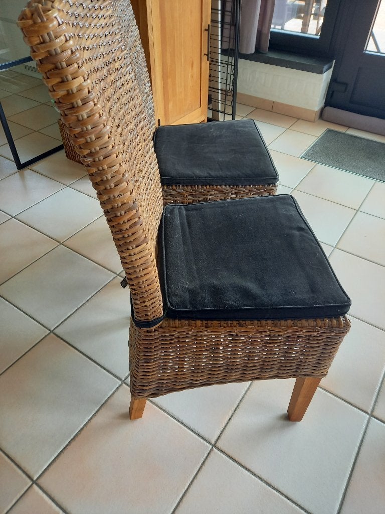 rotan, rieten stoelen, Ophalen, Gebruikt, Twee, Bruin