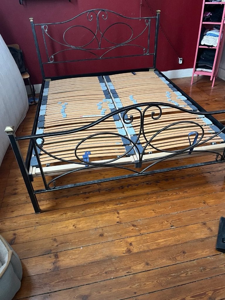 Vintage bed, Ophalen, Zwart, Vintage, Tweepersoons