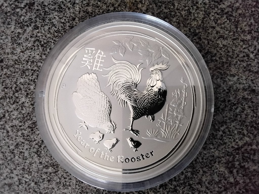 Lunar2 1kg zilver year of the rooster 2017, Timbres & Monnaies, Monnaies | Océanie, Enlèvement, Monnaie en vrac, Argent