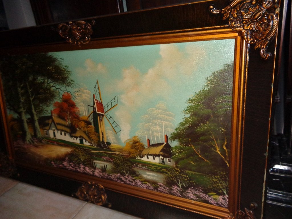 *Belle grande peinture signée avec un très beau cadre, Enlèvement