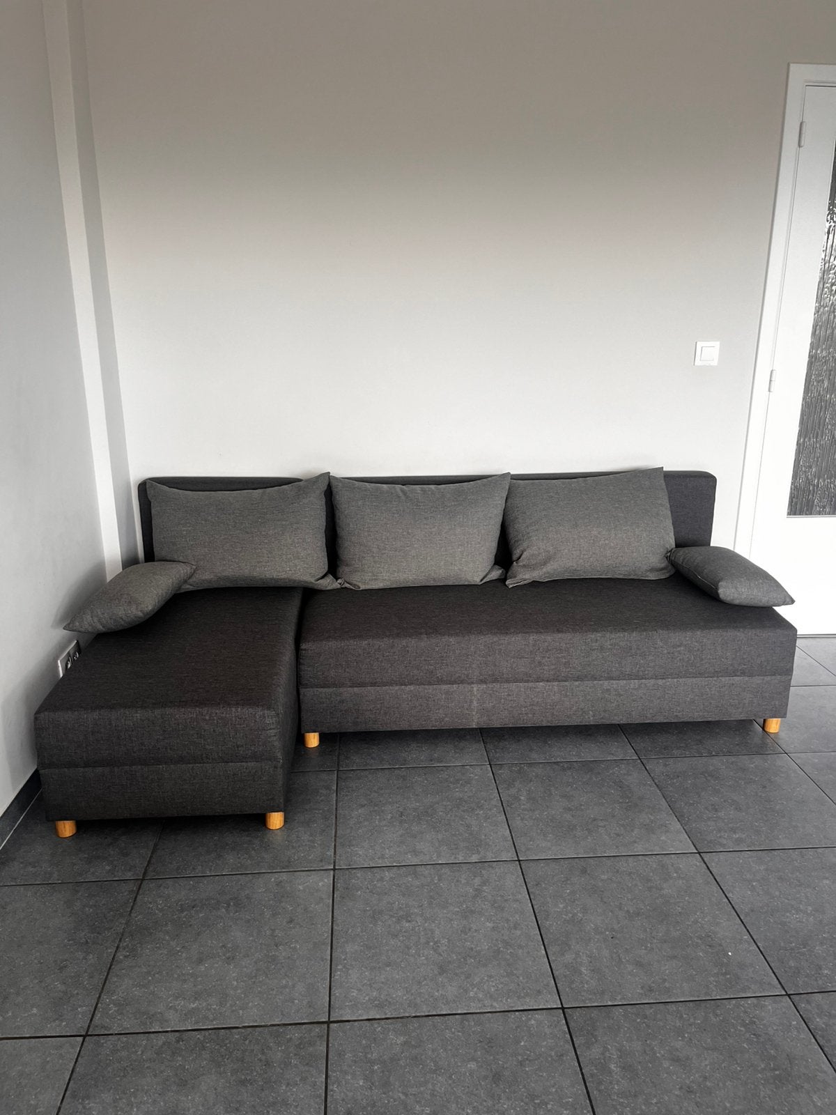 Canapé d'angle convertible JYSK HAMPEN - Excellent état, Gris, Queen size, 210 cm, Comme neuf