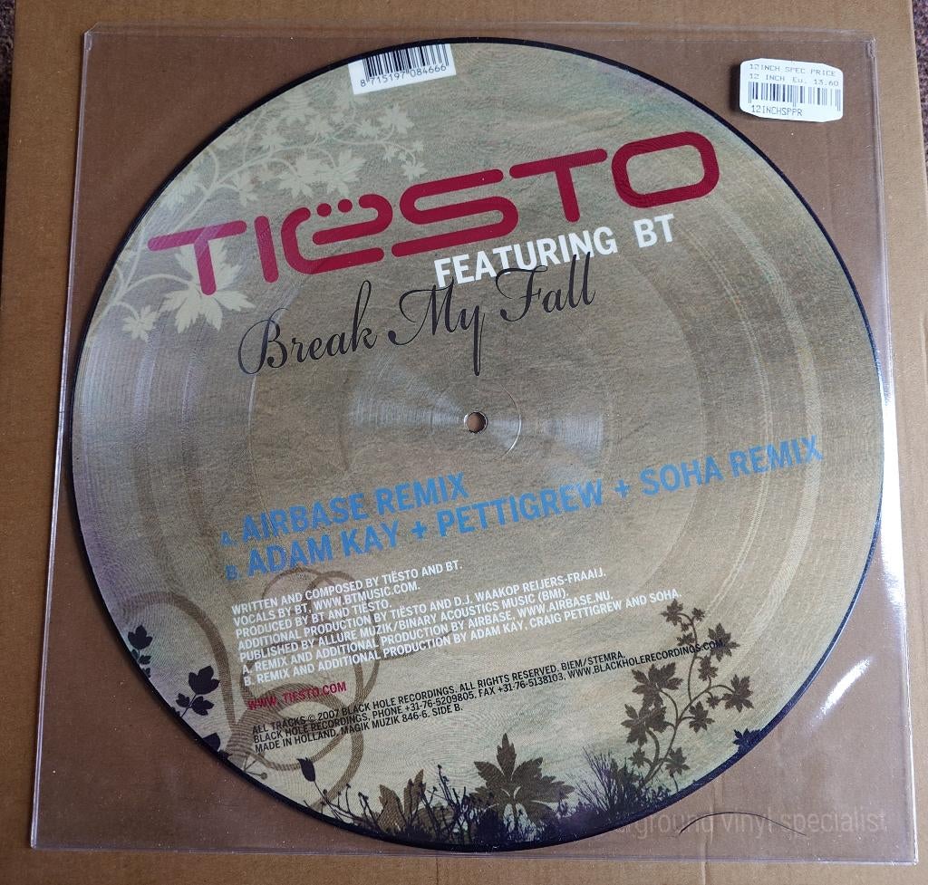 Tiësto. Featuring BT – Break My Fall (Picture Disc), Picture disc, Verzenden, 2000 - 2009, Zo goed als nieuw