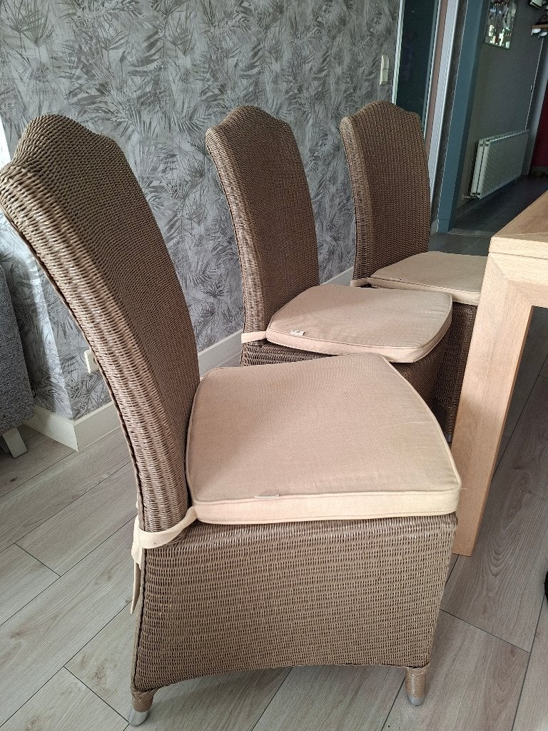 6 rotan stoelen met kussen, Ophalen, Gebruikt, Overige kleuren, Riet of Rotan