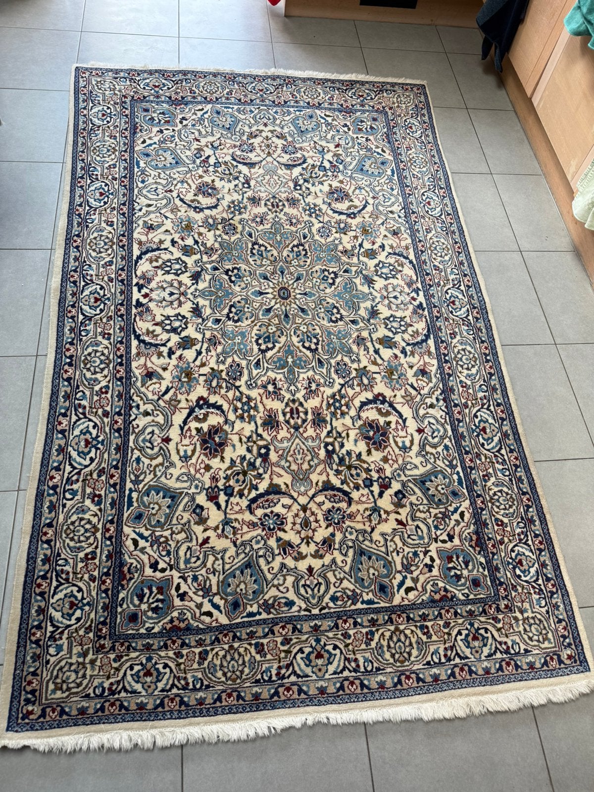 Tapis oriental Nain – Iran – 264 x 159 cm – noué main, Maison & Meubles, Enlèvement, Utilisé, Bleu