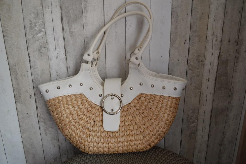 Rieten handtas 46 x 22 cm bodem 9 cm, Ophalen of Verzenden, Gebruikt, Overige kleuren, Handtas