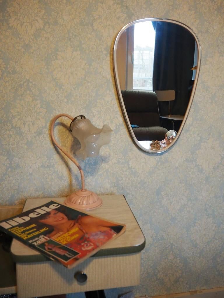 Mid-century messing spiegel, 1960s, Ophalen, Minder dan 50 cm, Zo goed als nieuw, Minder dan 100 cm