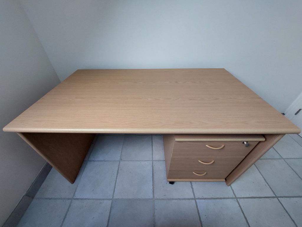 Bureau + ladeblok op wielen, Huis en Inrichting, Bureaus, Ophalen, Gebruikt