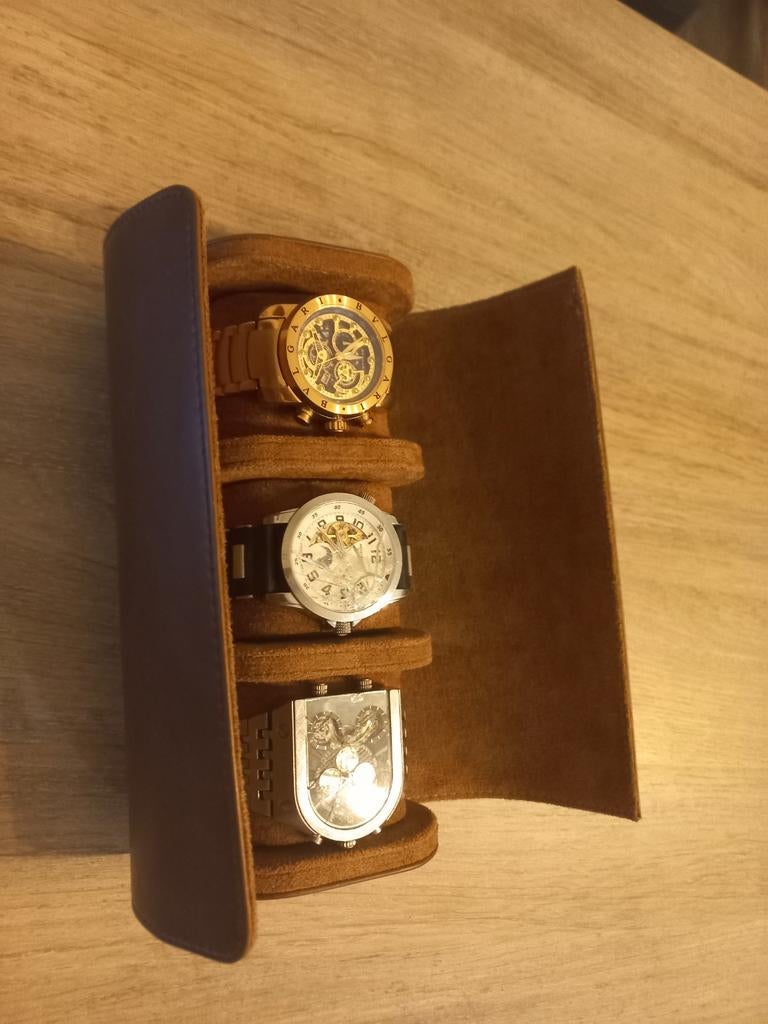 Étui de voyage de luxe pour montres en cuir/daim, Enlèvement ou Envoi, Neuf, Montre-bracelet
