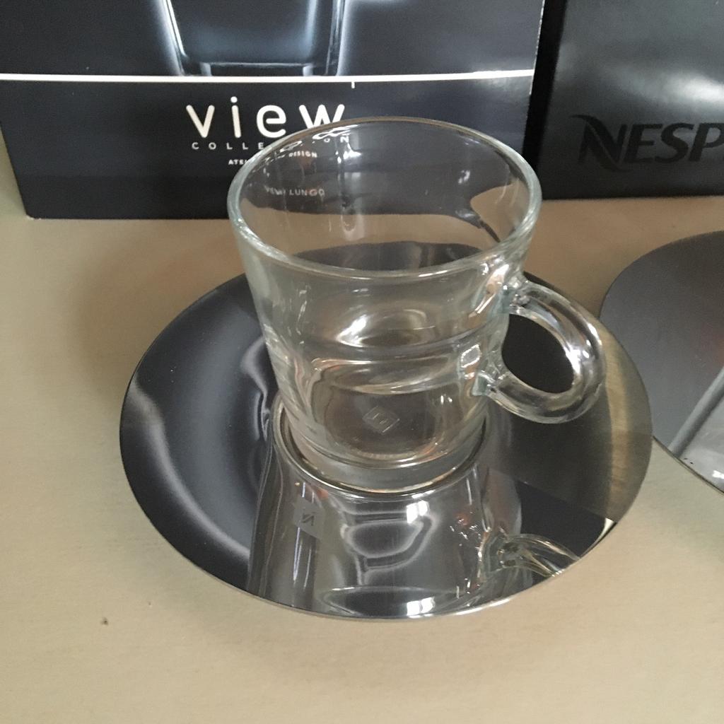 Nesspresso koffieset metaal en glas, Ophalen of Verzenden, Zo goed als nieuw