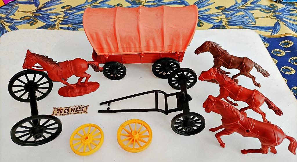 Chariot + chevaux Wild West "To go West" COFALU années 60-70, Enlèvement ou Envoi, Utilisé