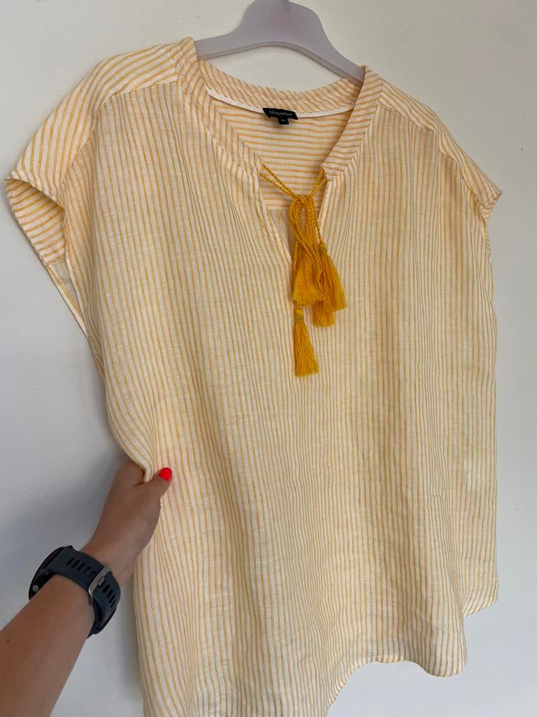 Linnen Mayerline blouse 48, Enlèvement, Taille 46/48 (XL) ou plus grande, Blanc