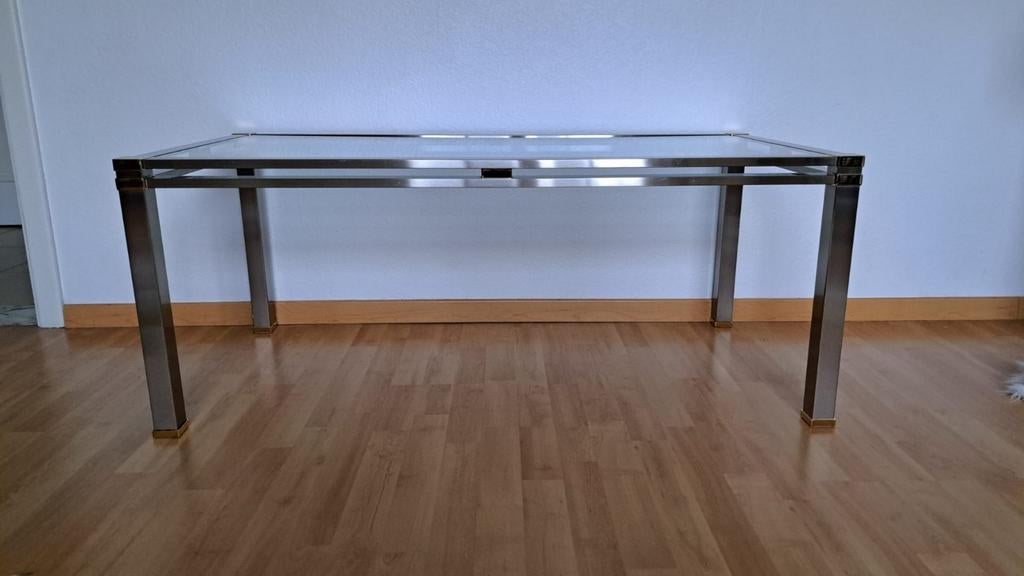 Glazen salontafel, Ophalen, 100 tot 150 cm, Zo goed als nieuw, Glas