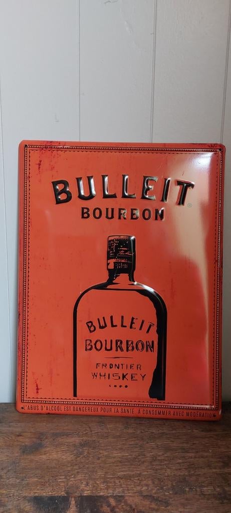 Metalen reclamebord Bulleit Bourbon Frontier Whiskey, Ophalen of Verzenden, Nieuw, Reclamebord