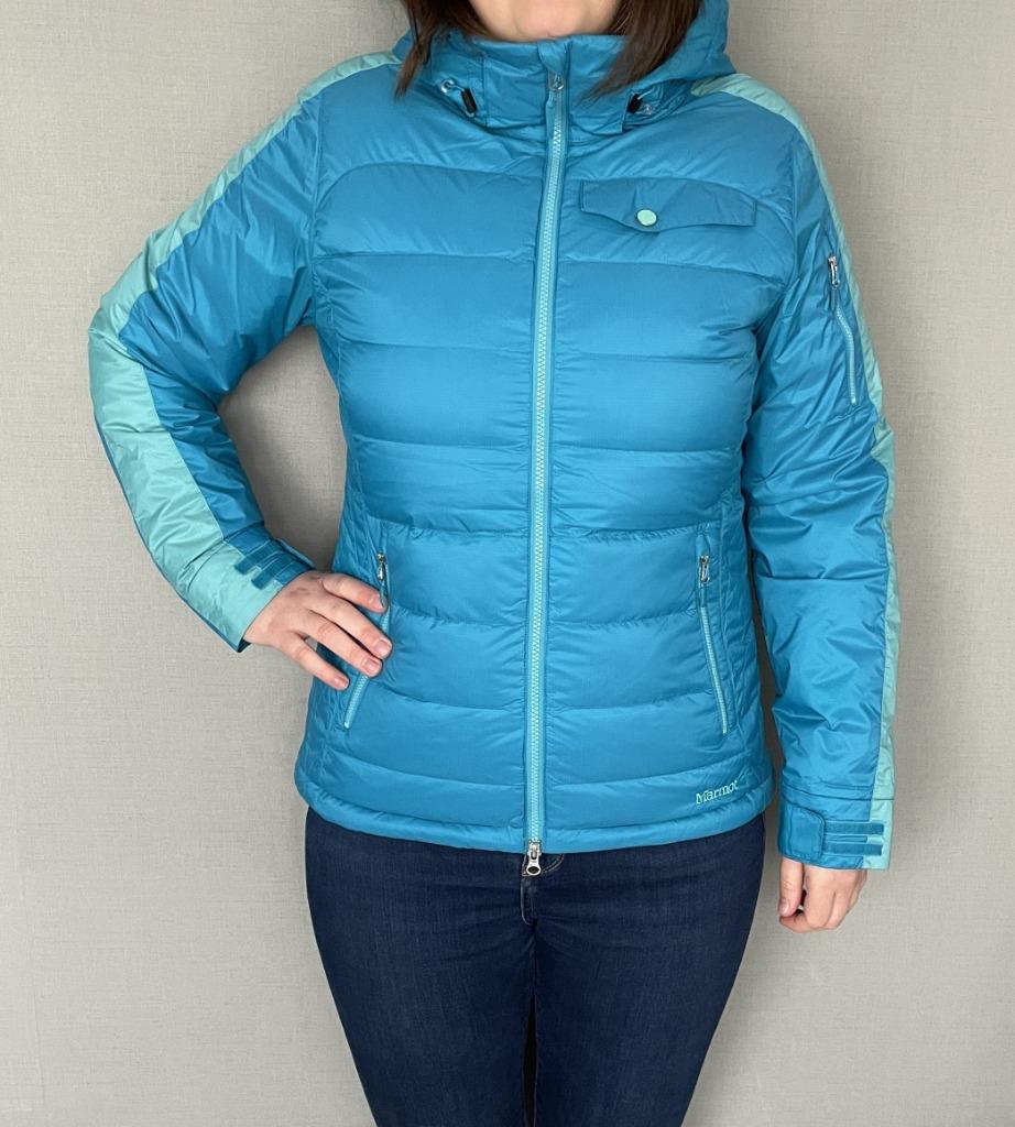 Turquoise skijas voor dames van Marmot (M), Kleding | Dames, Wintersportkleding, Zo goed als nieuw, Jack, Maat 38/40 (M), Ophalen of Verzenden
