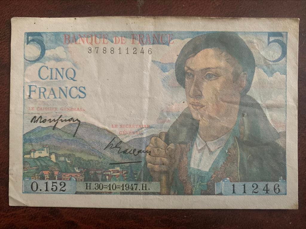 Frankrijk 5 francs 1947 B, Ophalen of Verzenden, Frankrijk, Los biljet