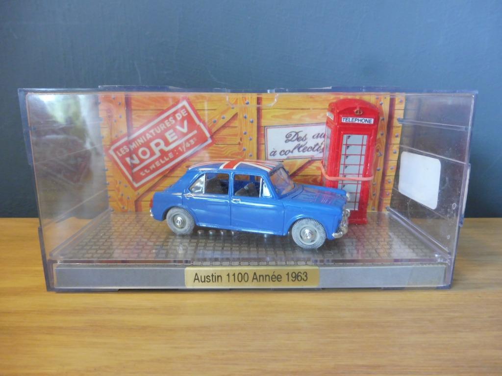 1:43 Norev Austin 1100 1963 blue met Union Jack op het dak, Ophalen of Verzenden, Gebruikt, Auto, Norev