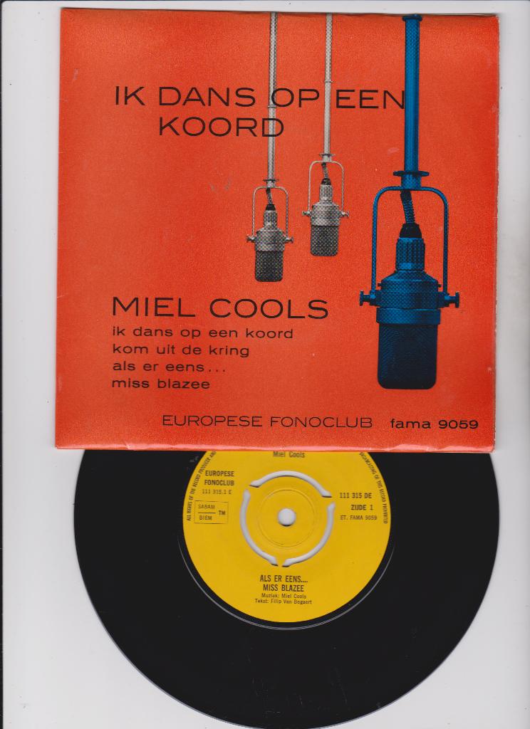 EP Miel Cools – Ik Dans Op Een Koord+3  1963  nMINT, En néerlandais, Enlèvement ou Envoi, Comme neuf, 7 pouces