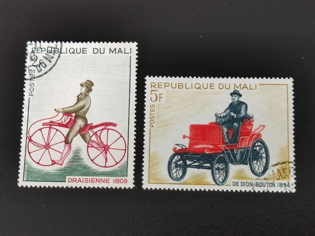 Mali 1968 - vélo ancien, voiture ancienne, Enlèvement ou Envoi, Autres pays, Affranchi