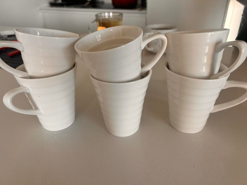 6 delig wit servies Royal Boch, Uni, Assiettes(s), Enlèvement ou Envoi, Comme neuf