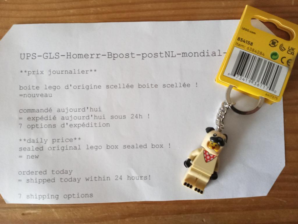 Porte-clés lego Boy in French bulldog 854158, Envoi, Neuf, Ensemble complet, Lego