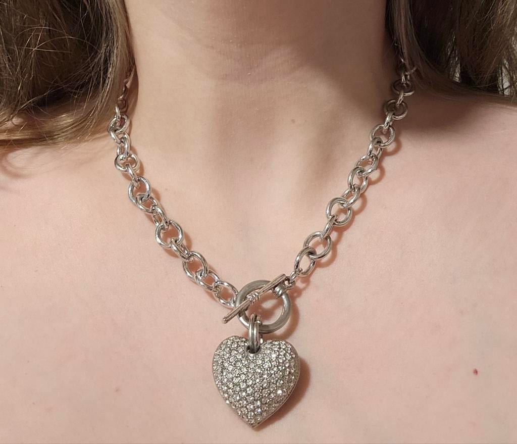 Mooie halsketting, Met hanger, Ophalen of Verzenden, Zo goed als nieuw, Zilver