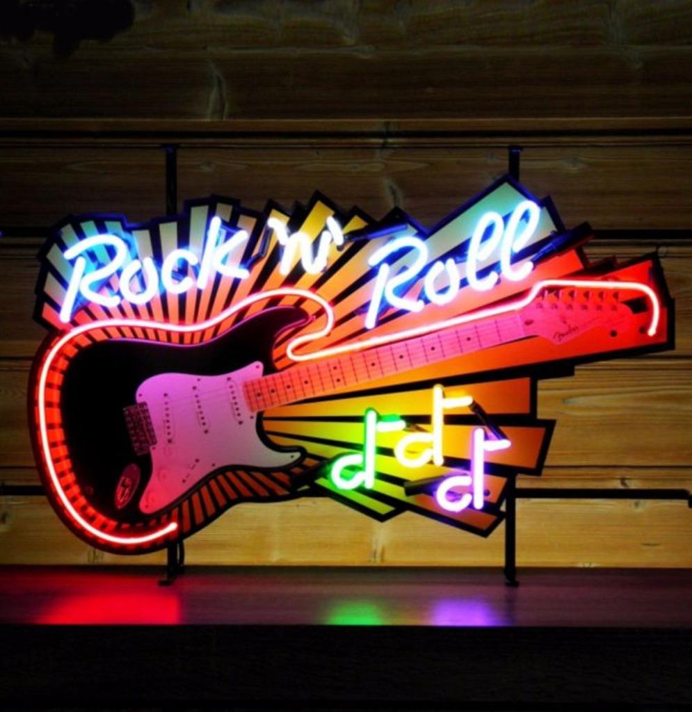 Rock & roll gitaar neon licht reclame USA decoratie neons, Ophalen of Verzenden, Nieuw, Lichtbak of (neon) lamp