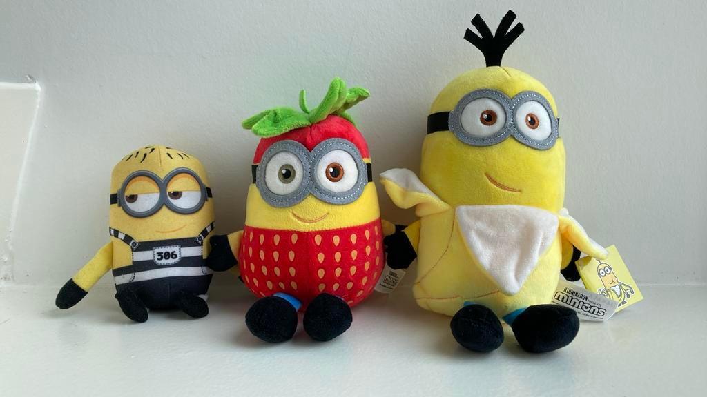 190: Set van 3 minions knuffels, Ophalen of Verzenden, Zo goed als nieuw, Overige typen