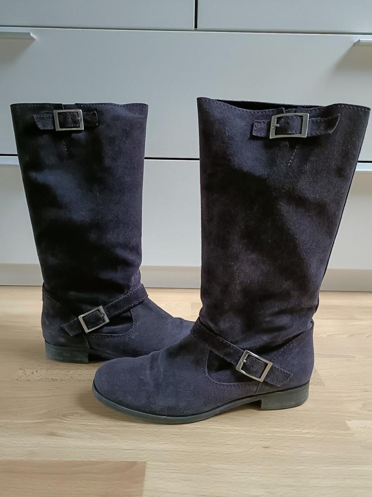 Bottes plates mauves 39, Enlèvement ou Envoi, Comme neuf, Bottes hautes