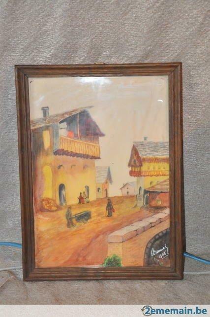gouache maison 1952 avec encadrement, Enlèvement ou Envoi