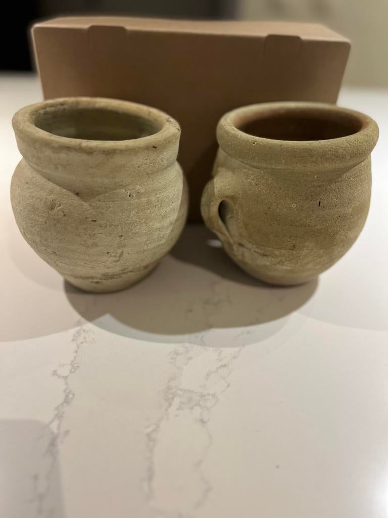 2 terracotta potjes, Ophalen of Verzenden, Zo goed als nieuw, Terracotta