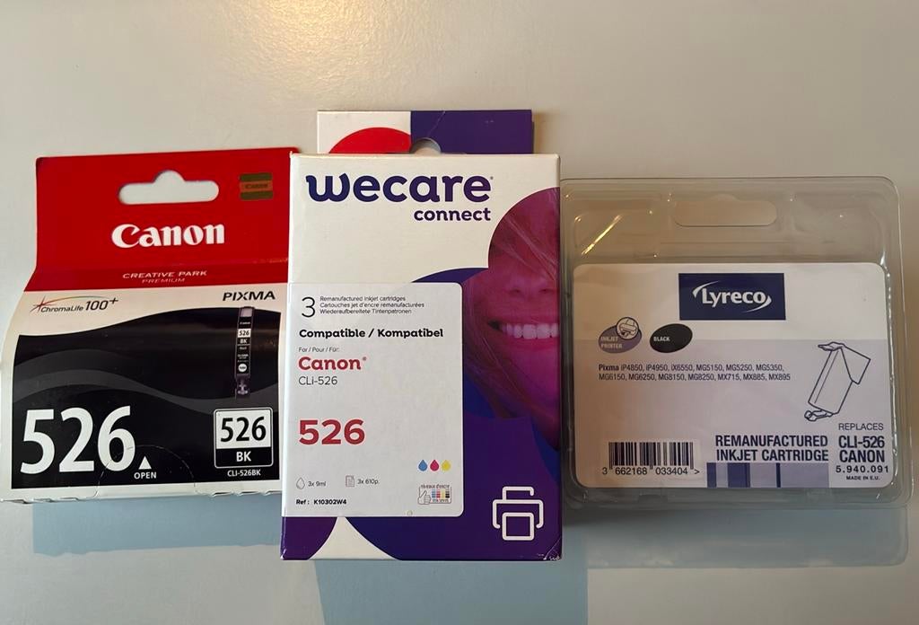 Inktpatronen zwart en kleur Canon CLI 526, Enlèvement ou Envoi, Cartridge, Canon