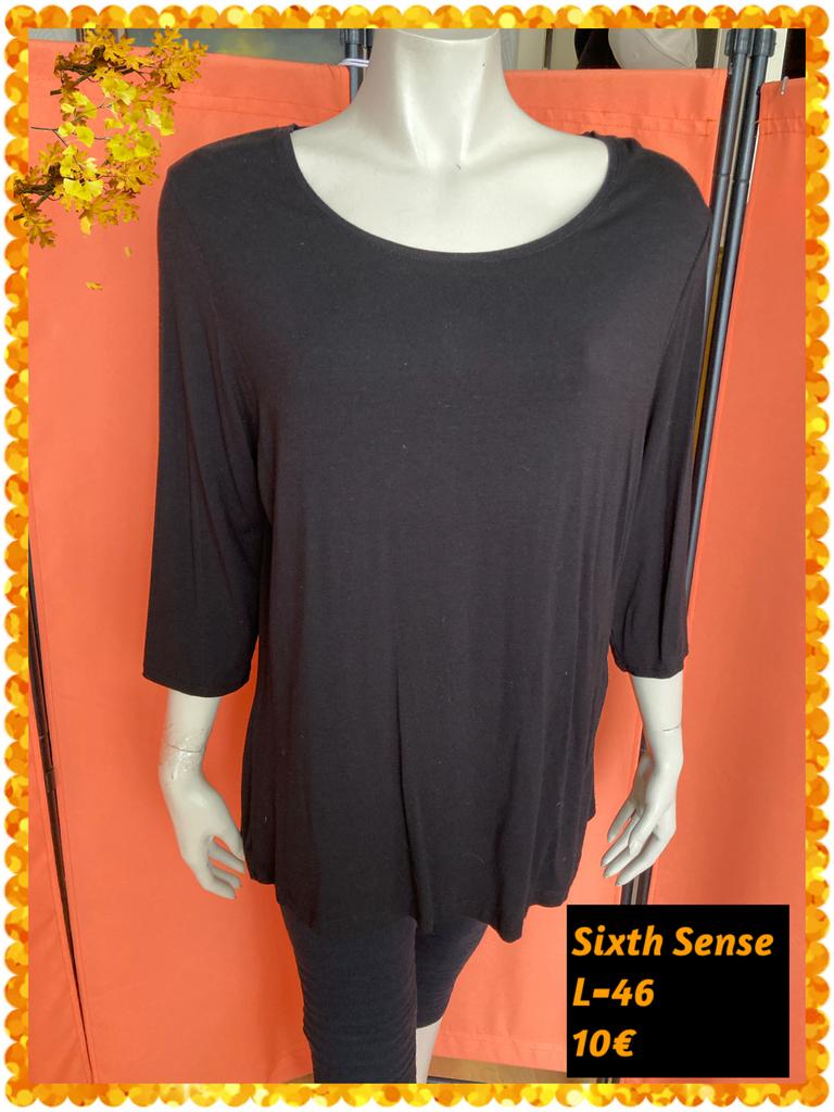 Tshirt dames L=46. Sixth Sesse, Zwart, SIXTH SENSE, Zo goed als nieuw, Shirt of Top