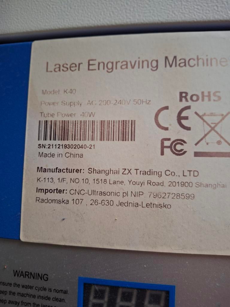 Laser k40, Ophalen