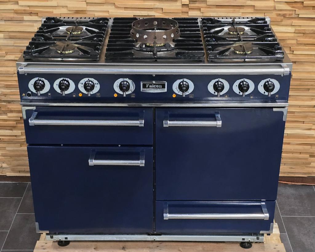 🔥 Poêle Falçon de luxe 110 cm bleu roi 3 fours, Gaz, Classe énergétique A ou plus économe, 85 à 90 cm, Comme neuf